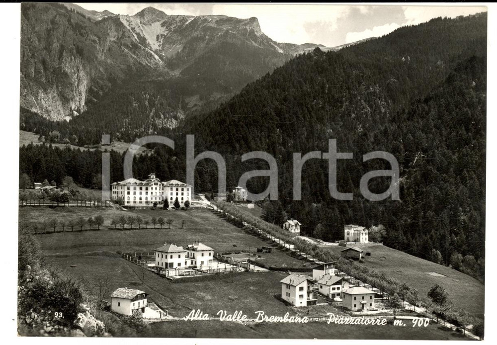 Cartolina originale da collezione 1955 PIAZZATORRE (BG) Veduta ALTA VALLE BREMBANA *Cartolina postale FG VG 1