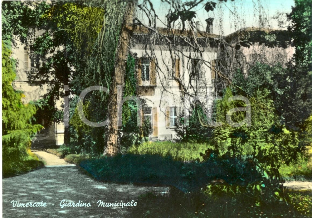 Cartolina originale da collezione 1960 VIMERCATE MI Giardino Municipale Cartolina postale FG VG 1