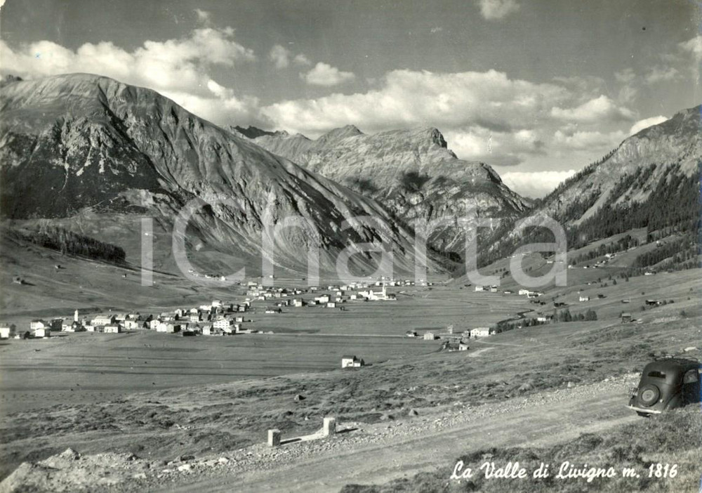 Cartolina originale da collezione 1958 LIVIGNO SO Veduta della Valle di Livigno Cartolina animata FG VG 1