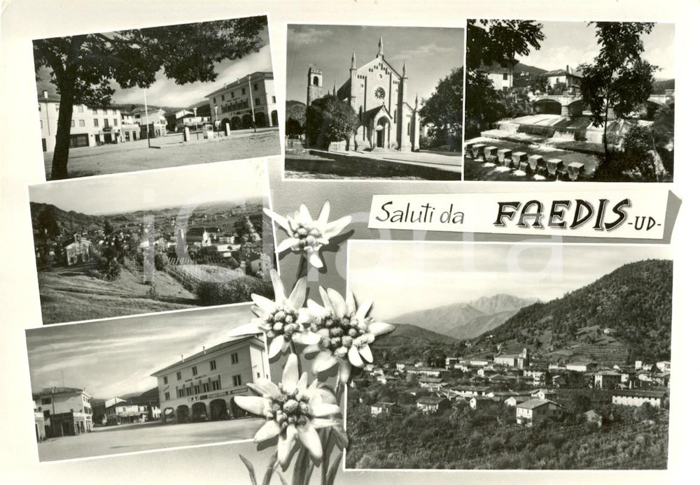 Cartolina originale da collezione 1971 FAEDIS (UD) Vedutine PONTE GRIVO - Santa Maria Assunta Cartolina postale FG 1