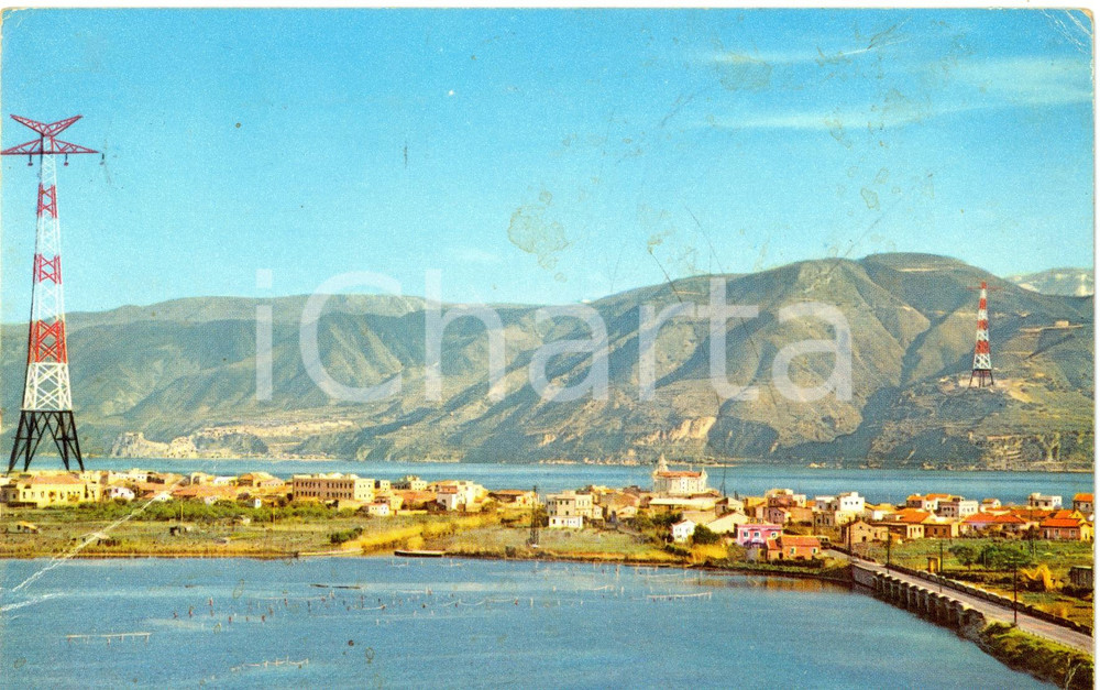 Cartolina originale da collezione 1958 MESSINA (ME) Lago del Faro e piloni elettrodotto *Cartolina DANNEGGIATA 1