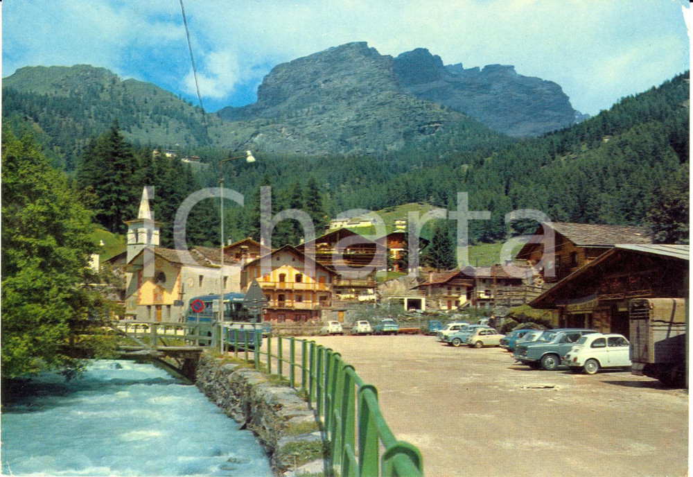 Cartolina originale da collezione 1968 SAINT-JACQUES D'AYAS (AO) Panorama e torrente EVANCON *Cartolina FG VG 1