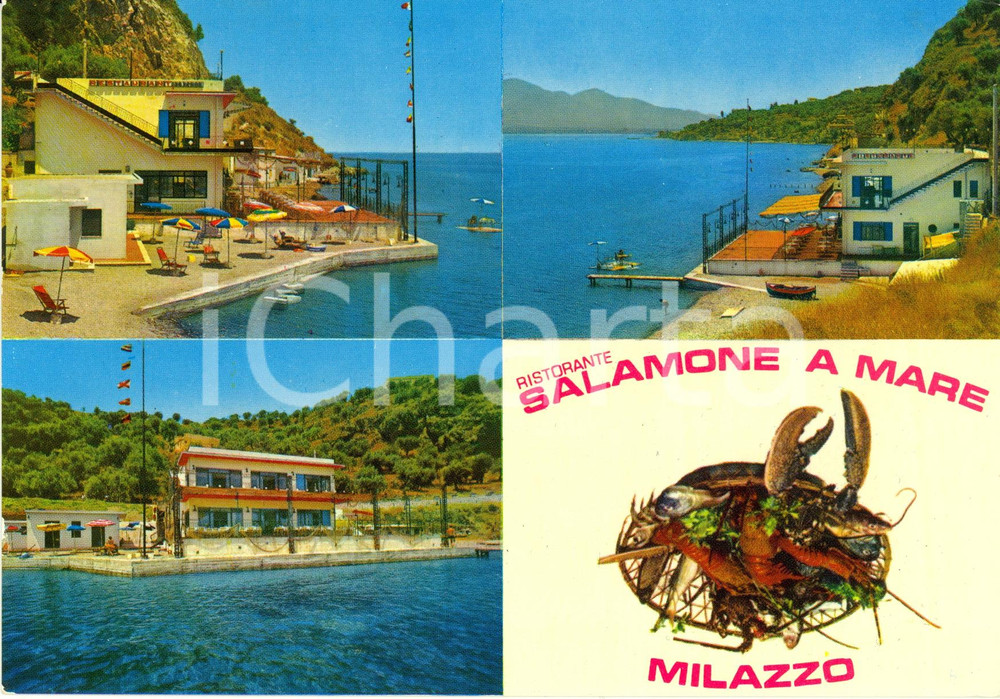 Cartolina originale da collezione 1970 ca MILAZZO (ME) Ristorante SALAMONE a mare *Cartolina VINTAGE FG NV 1
