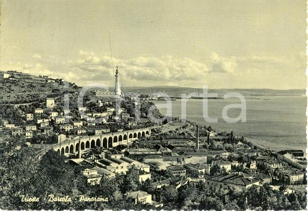 Cartolina originale da collezione 1956 TRIESTE Panorama generale di BARCOLA Cartolina postale FG VG 1