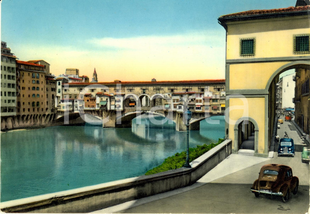 Cartolina originale da collezione 1960 ca FIRENZE PONTE VECCHIO visto dal Lungarno ARCHIBUSIERI FG NV VINTAGE 1