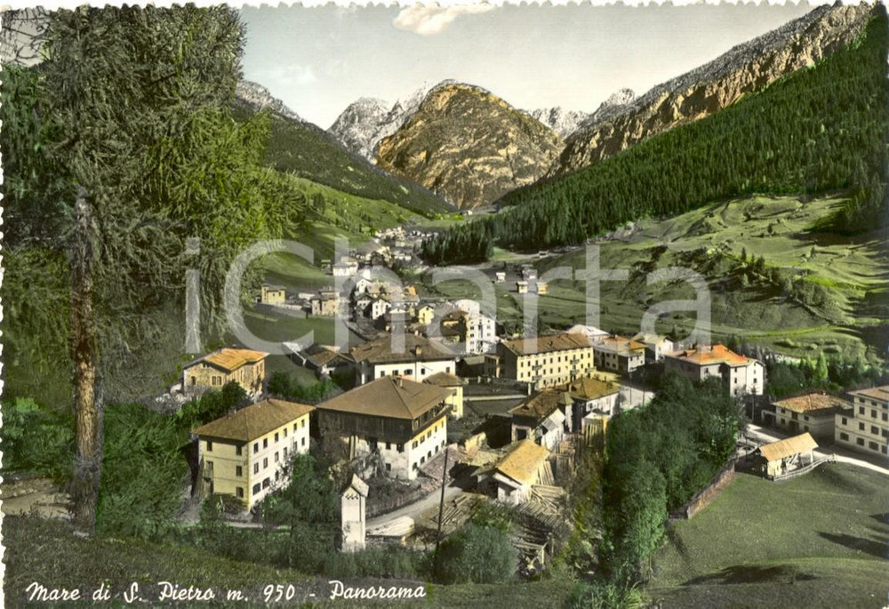Cartolina originale da collezione 1952 SAN PIETRO DI CADORE BL Panorama della frazione MARE Cartolina FG VG 1