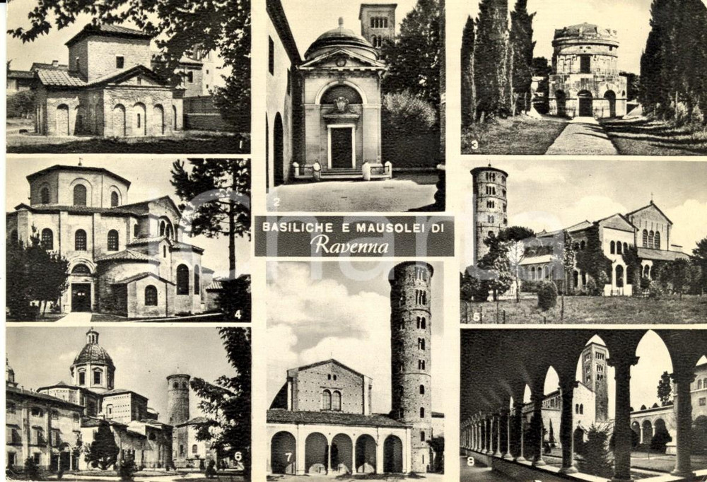 Cartolina originale da collezione 1967 RAVENNA Vedutine basiliche e mausolei della cittÃ  *Cartolina postale FG VG 1