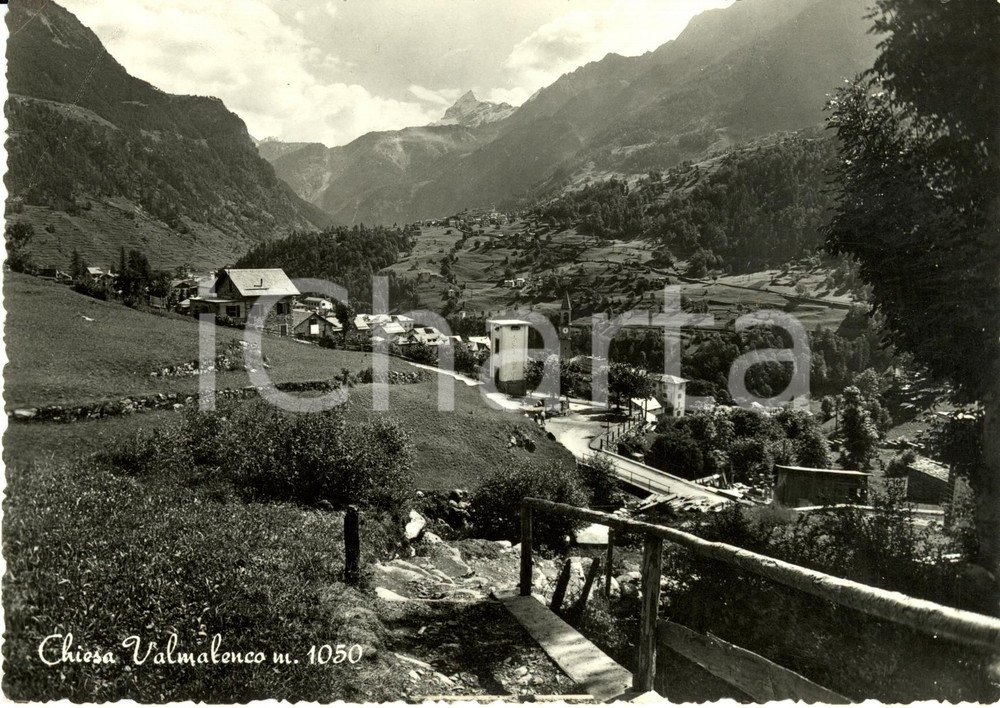 Cartolina originale da collezione 1960 ca CHIESA VALMALENCO (SO) Veduta del paese *Cartolina postale FG NV 1
