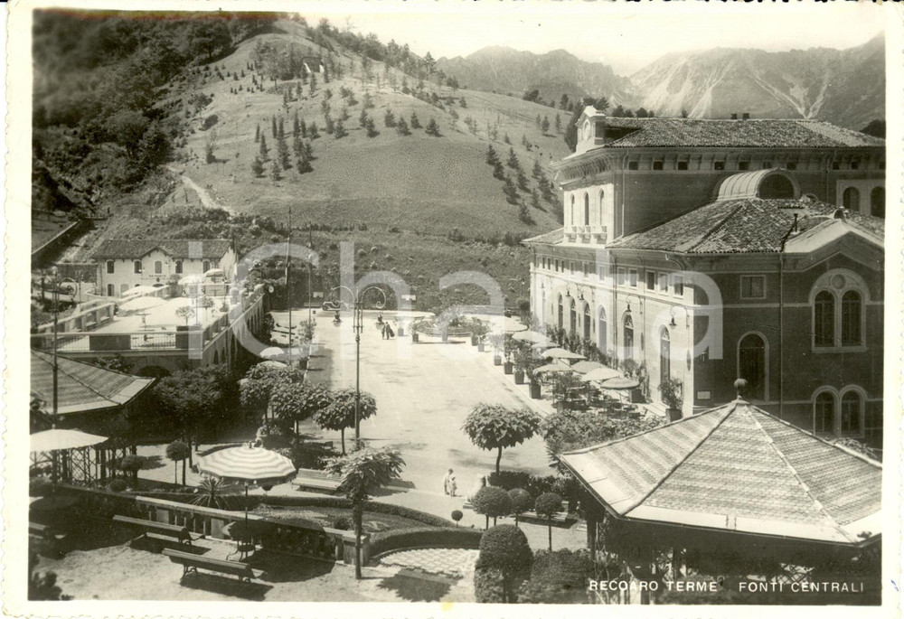 Cartolina originale da collezione 1949 RECOARO TERME (VI) Le FONTI CENTRALI del complesso termale *Cartolina FG VG 1