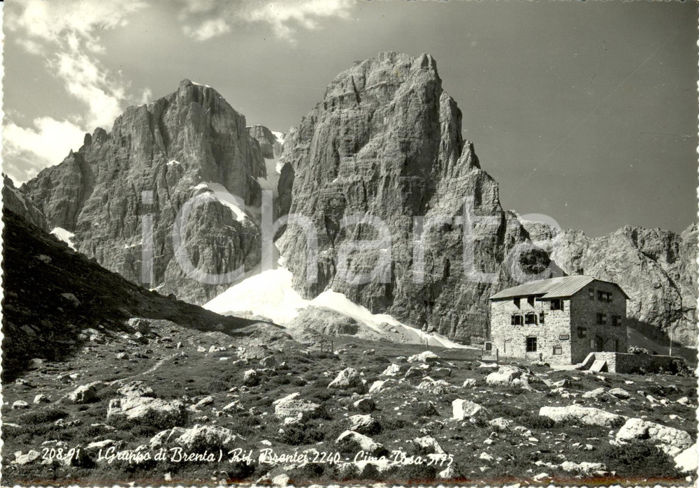 Cartolina originale da collezione 1955 MADONNA DI CAMPIGLIO (TN) Il rifugio BRENTEI a Cima TOSA *Cartolina FG VG 1