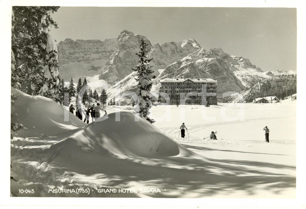 Cartolina originale da collezione 1950 ca MISURINA BL Il Grand Hotel SAVOIA  Cartolina ANIMATA FG NV 1