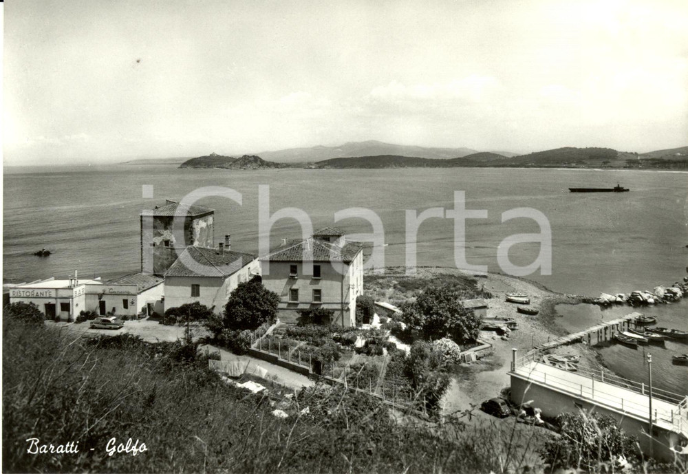 Cartolina originale da collezione 1960 ca PIOMBINO (LI) LocalitÃ  BARATTI con ristorante CANESSA * Cartolina FG NV 1
