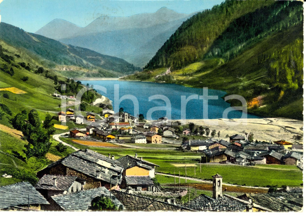 Cartolina originale da collezione 1961 PONTECHIANALE (CN) Panorama col lago *Cartolina postale FG VG 1