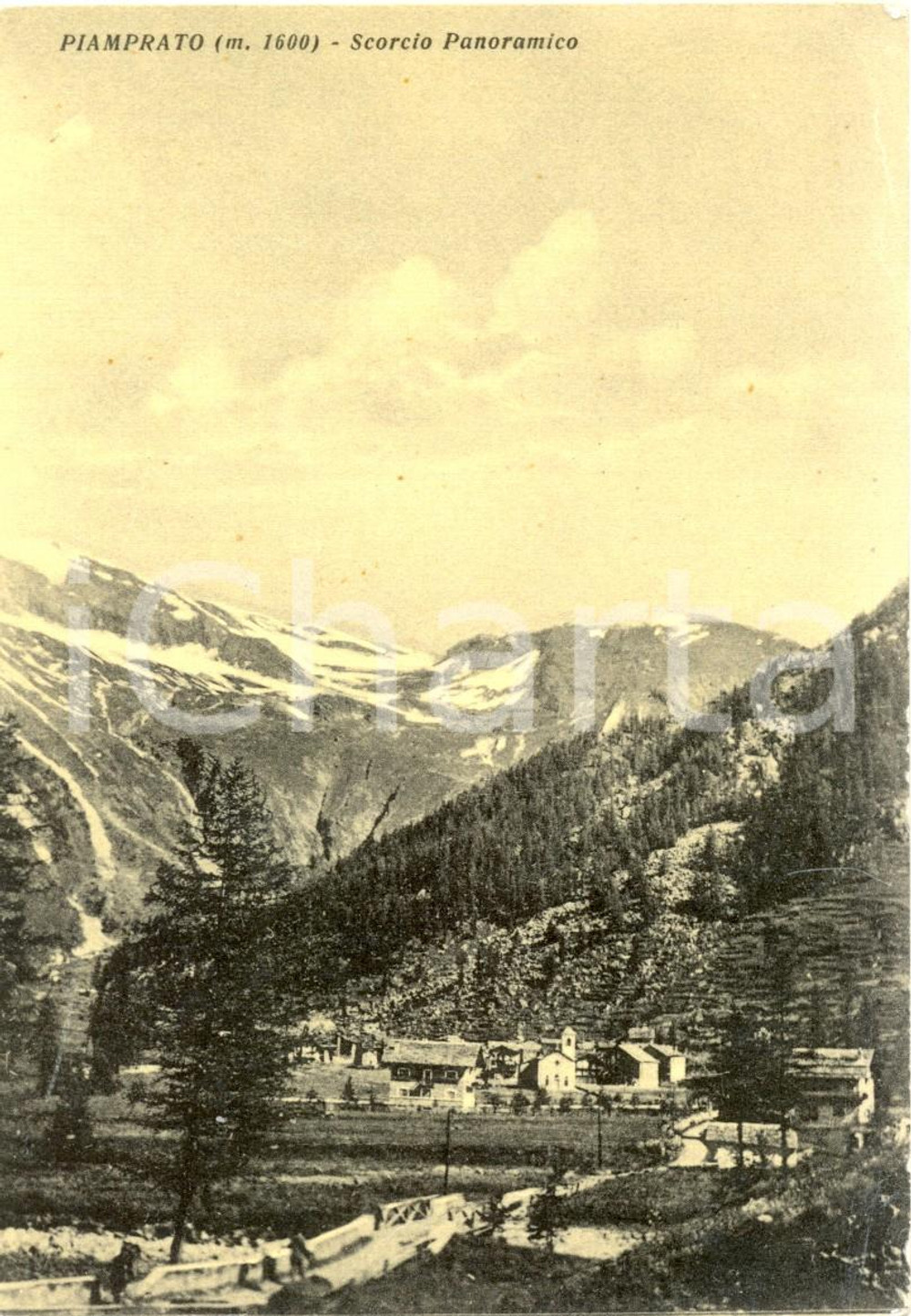 Cartolina originale da collezione 1955 VALPRATO SOANA (TO) Scorcio panoramico di PIAMPRATO *Cartolina FG VG 1
