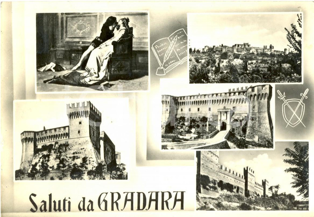 Cartolina originale da collezione 1957 GRADARA PU Vedutine della ROCCA MALATESTIANA Cartolina FG VG 1