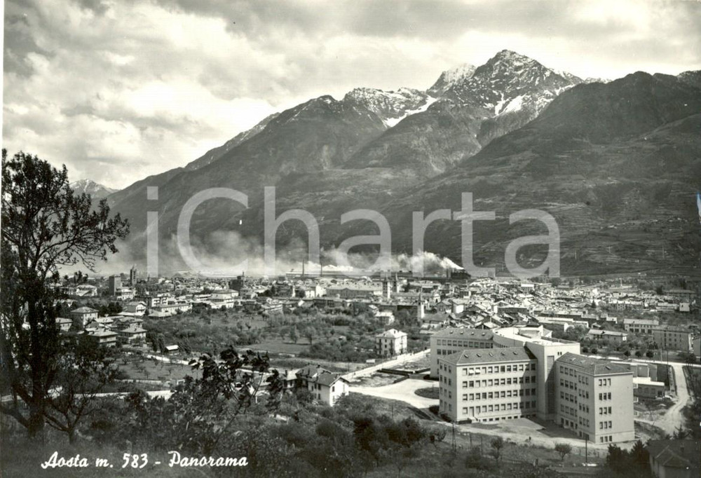 Cartolina originale da collezione 1950 ca AOSTA Scorcio panoramico della cittÃ  Cartolina postale FG NV 1