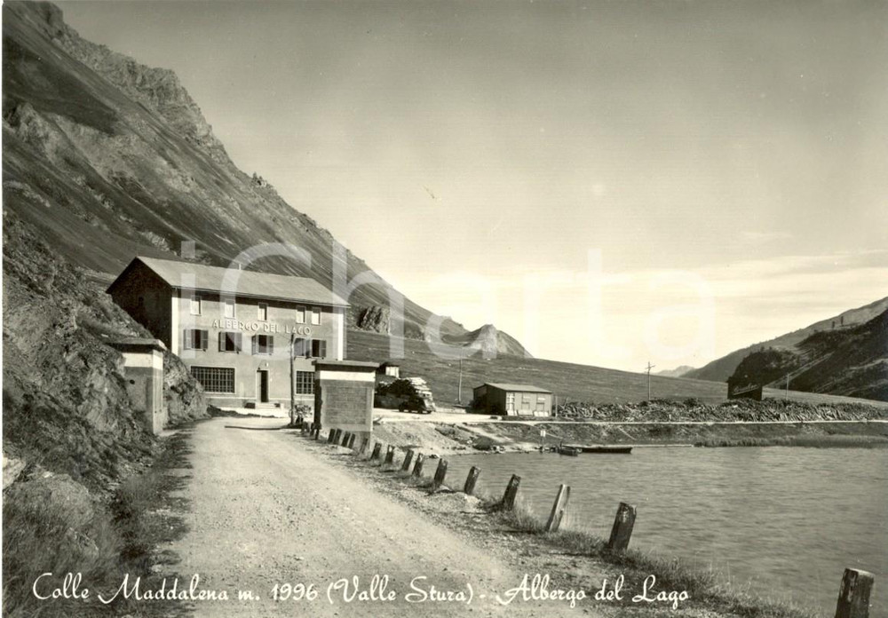 Cartolina originale da collezione 1950 ca COLLE DELLA MADDALENA (CN)  VALLE STURA Veduta dell'Albergo del Lago 1