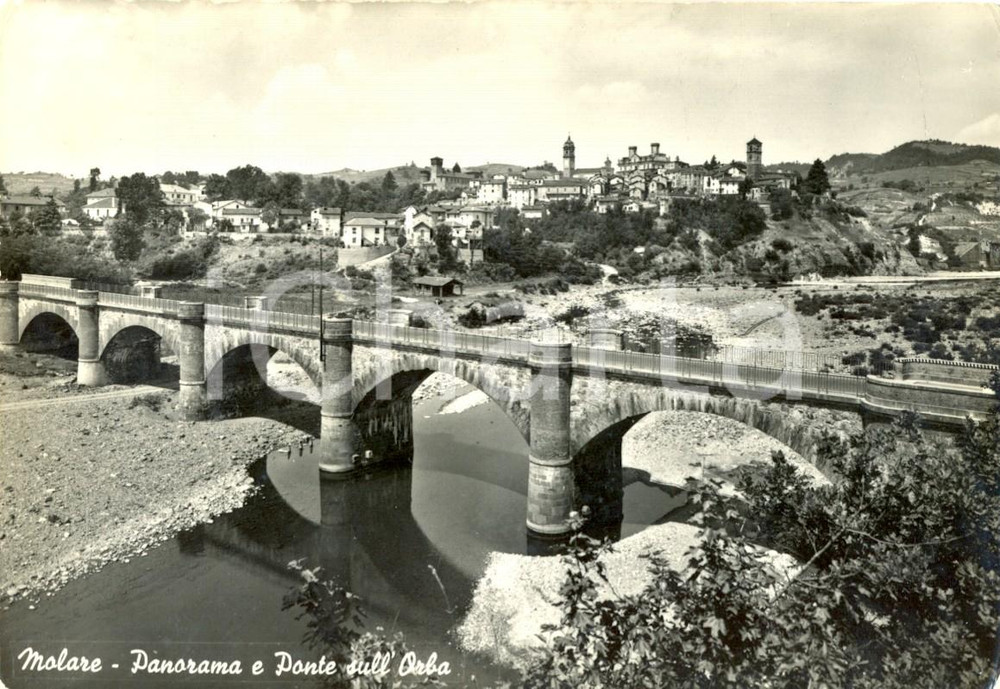 Cartolina originale da collezione 1953 MOLARE AL Panorama del ponte sull ORBA Cartolina FG VG 1