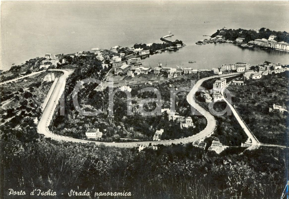 Cartolina originale da collezione 1956 ISCHIA NA Scorcio del porto con strada panoramica Cartolina FG VG 1