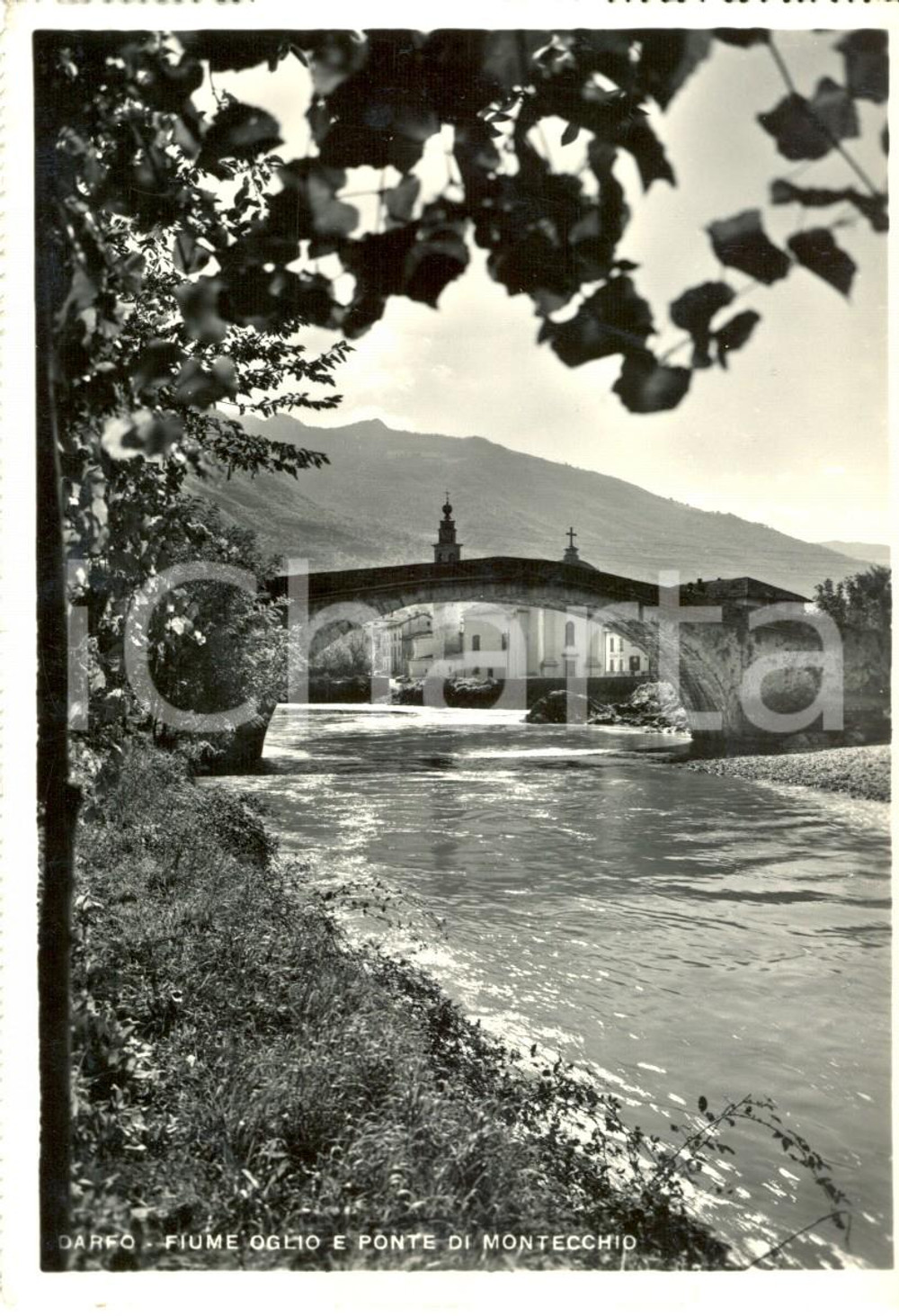 Cartolina originale da collezione 1957 DARFO (BS) Scorcio del fiume OGLIO e ponte MONTECCHIO *Cartolina FG VG 1