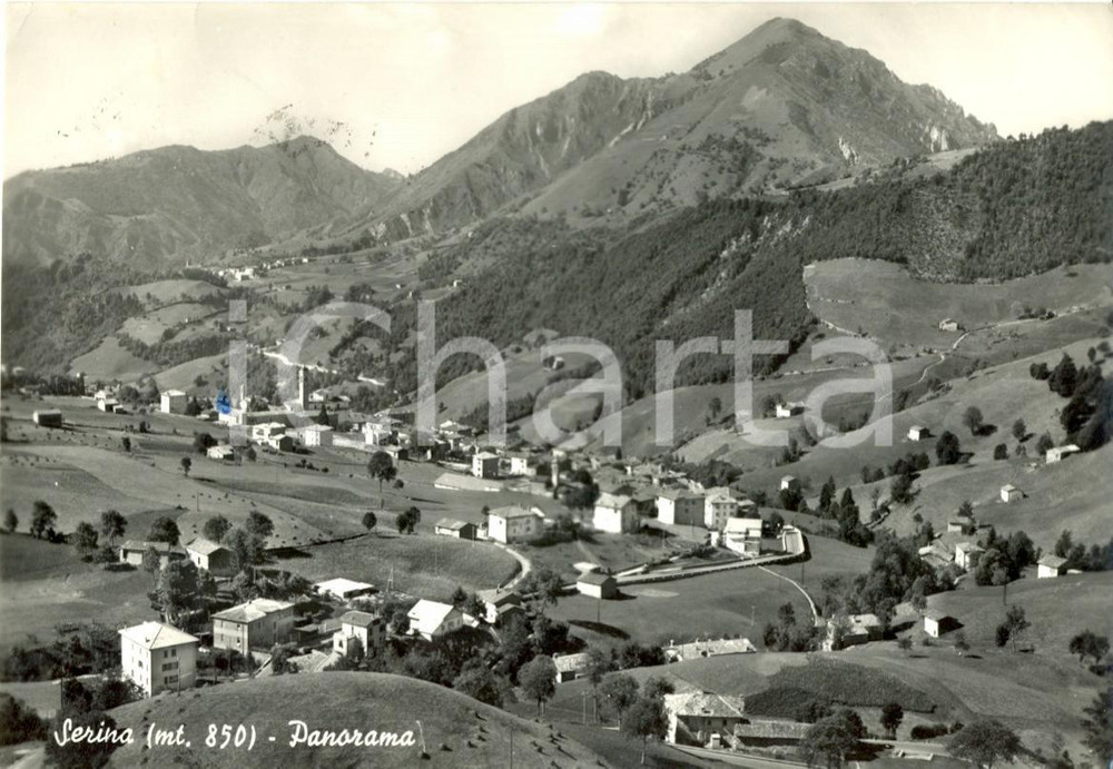 Cartolina originale da collezione 1957 SERINA BG Panorama della valle Cartolina postale FG VG 1