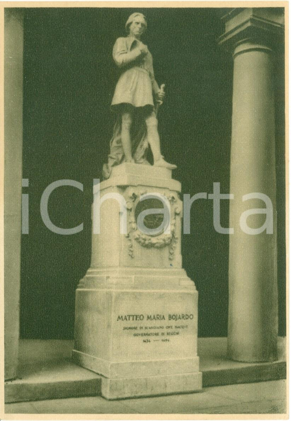 Cartolina originale da collezione 1938 REGGIO EMILIA Monumento a Matteo Maria BOIARDO *Cartolina FG NV 1