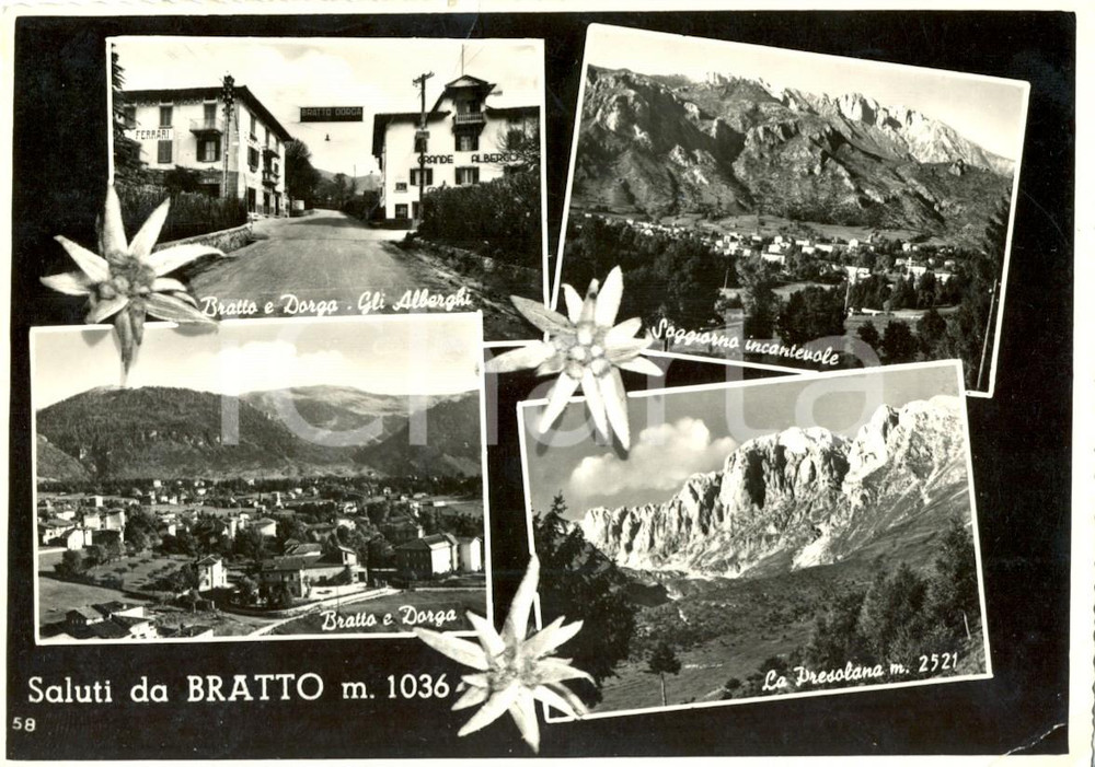 Cartolina originale da collezione 1956 CASTIONE DELLA PRESOLANA (BG) Vedutine di BRATTO e DORGA *Cartolina FG VG 1
