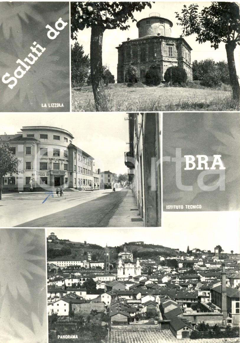 Cartolina originale da collezione 1950 ca BRA CN Vedutine Istituto Tecnico Cartolina postale FG NV 1