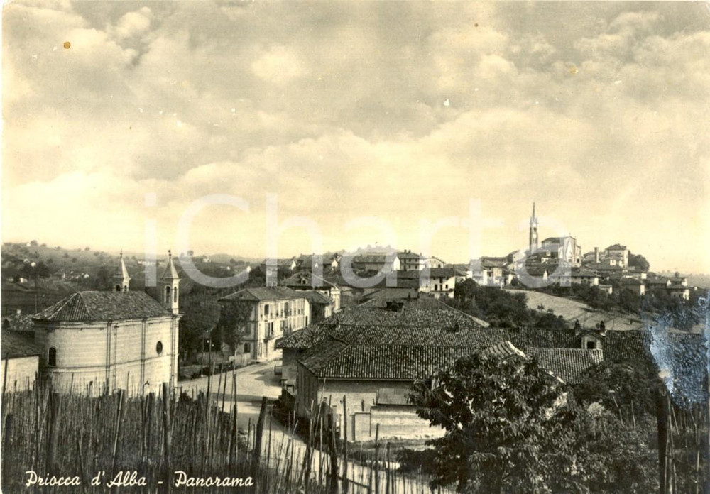 Cartolina originale da collezione 1955 PRIOCCA (CN) Panorama del paese *Cartolina postale FG VG 1