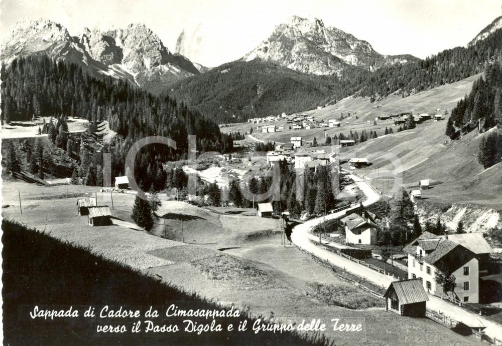 Cartolina originale da collezione 1955 SAPPADA BL CIMASAPPADA Il Passo DIGOLA e Gruppo delle TERRE FG VG 1