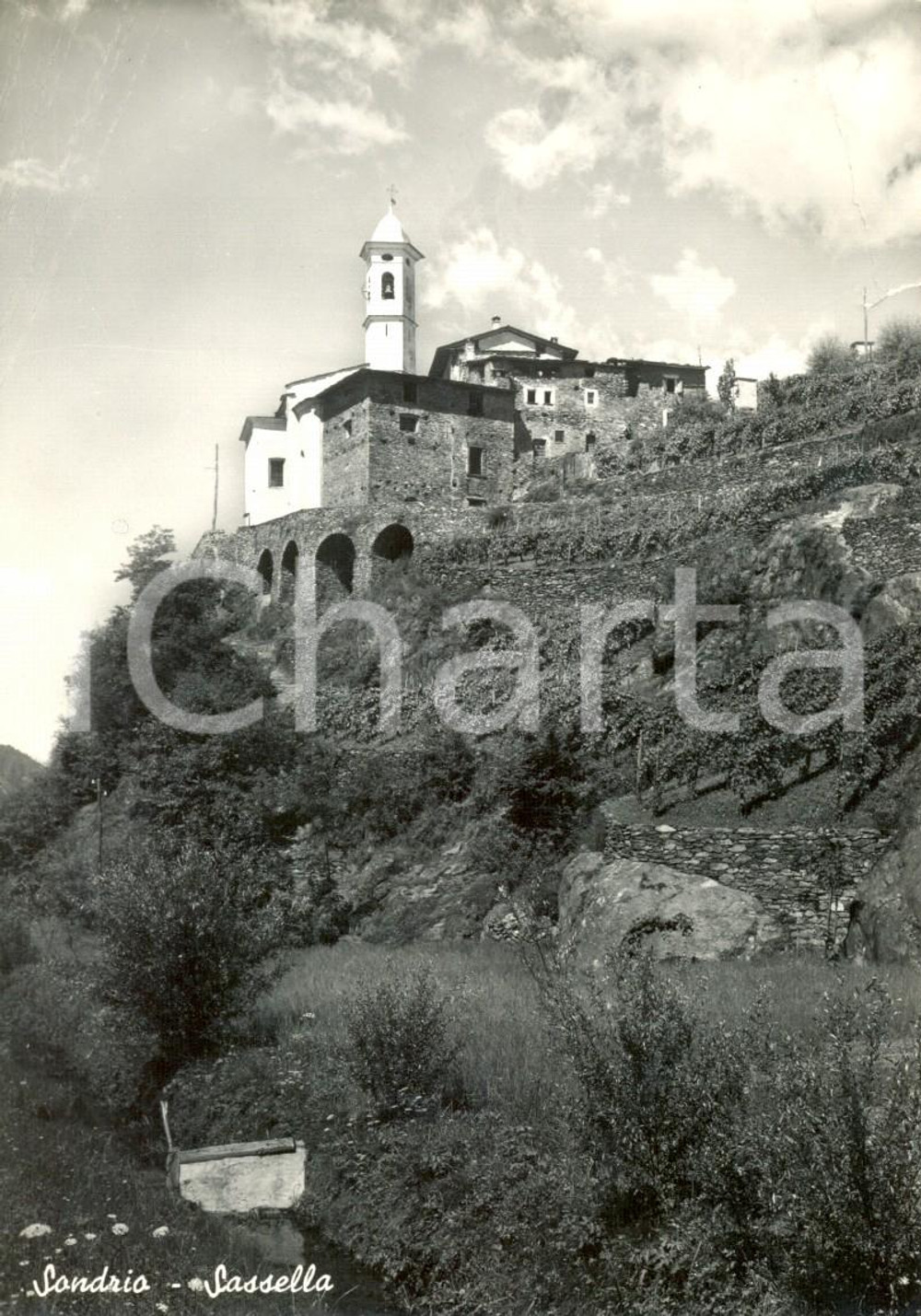 Cartolina originale da collezione 1956 SONDRIO Scorcio panoramico della SASSELLA *Cartolina postale FG VG 1
