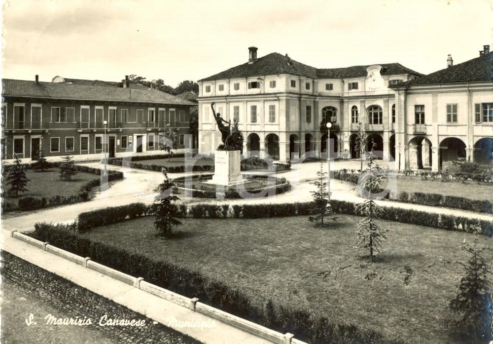 Cartolina originale da collezione 1953 SAN MAURIZIO CANAVESE (TO) Veduta del municipio *Cartolina postale FG VG 1