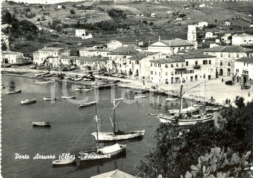 Cartolina originale da collezione 1956 PORTO AZZURRO (LI) Veduta del porto sull' ELBA *Cartolina postale FG VG 1