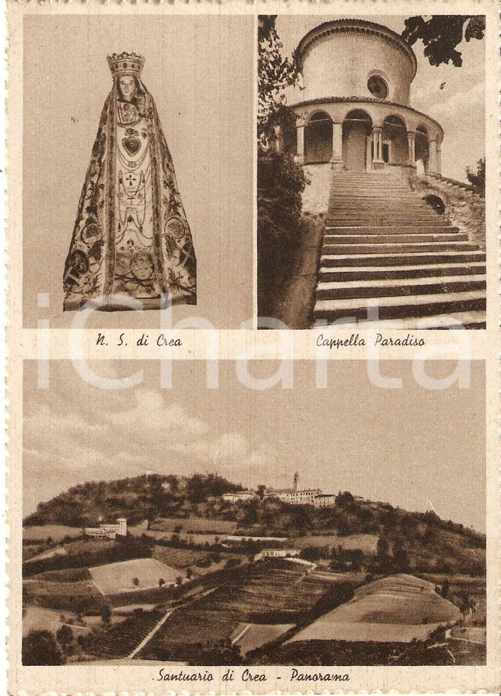 Cartolina originale da collezione 1948 SERRALUNGA DI CREA (AL) Vedutine del Santuario *Cartolina FG VG 1