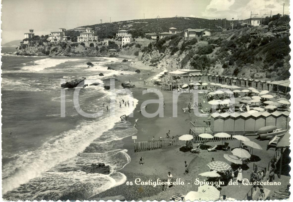 Cartolina originale da collezione 1962 ROSIGNANO MARITTIMO (LI) Spiaggia QUERCETANO CASTIGLIONCELLO *ANIMATA FG VG 1