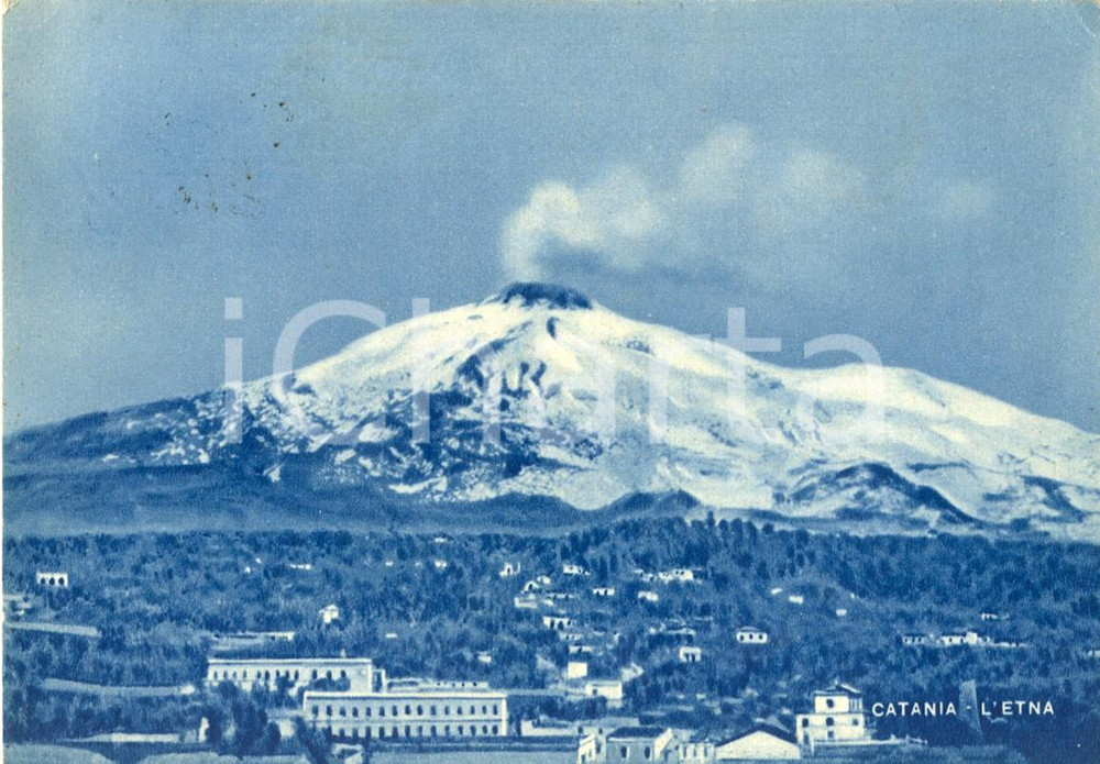 Cartolina originale da collezione 1948 CATANIA Veduta dell'ETNA innevato *Cartolina postale FG VG 1