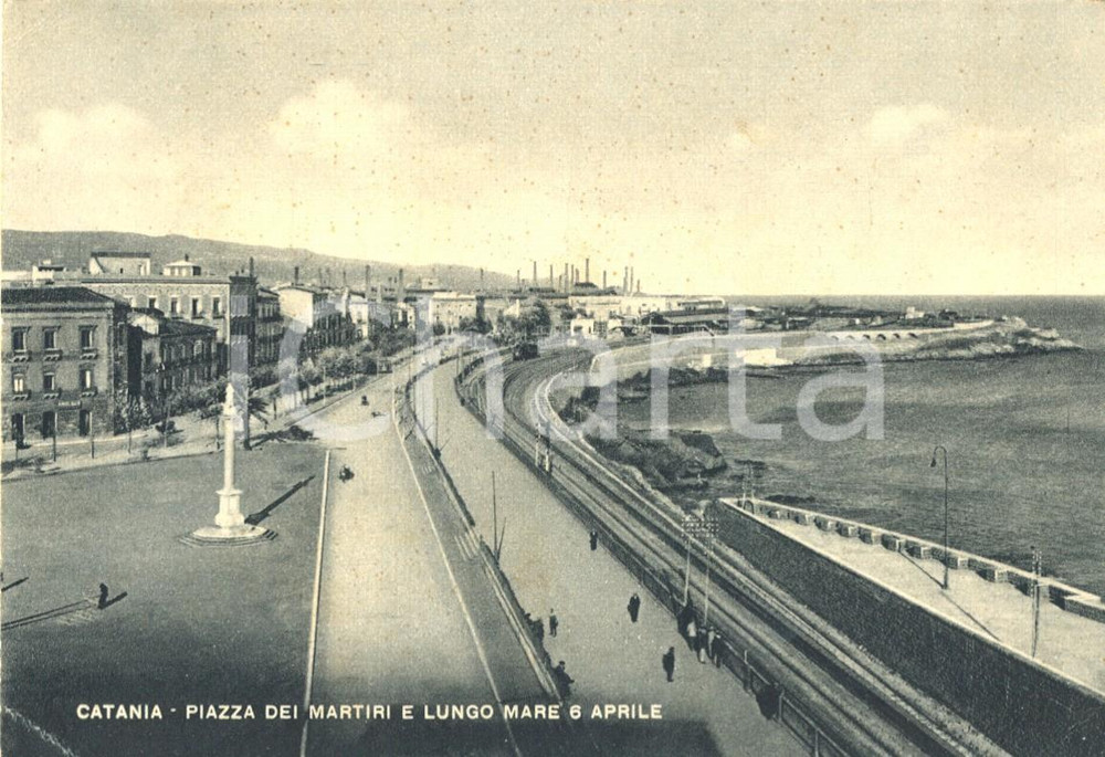 Cartolina originale da collezione 1948 CATANIA - PIAZZA DEI MARTIRI lungomare VI APRILE *Cartolina postale FG NV 1