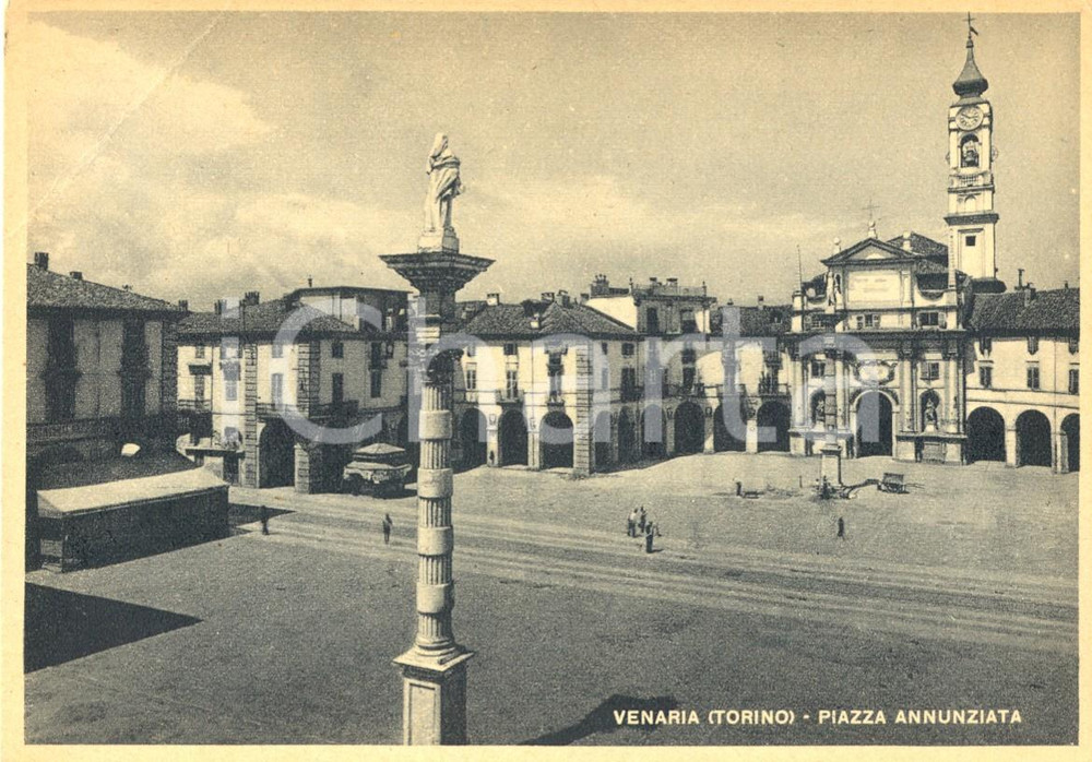 Cartolina originale da collezione 1930 ca VENARIA REALE (TO) Piazza ANNUNZIATA e NativitÃ  Maria Vergine *FG NV 1