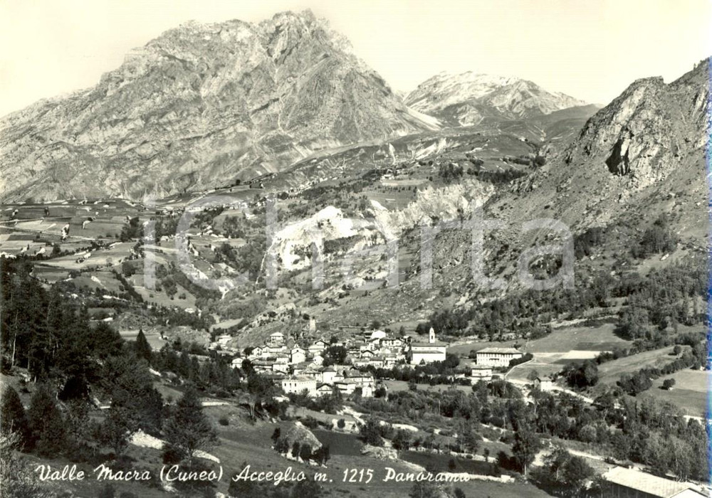 Cartolina originale da collezione 1950 ca ACCEGLIO CN Panorama della VALLE MACRA  Cartolina postale FG NV 1