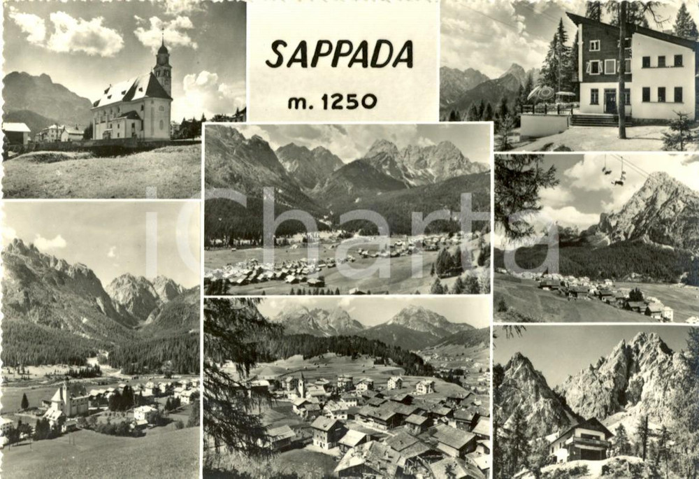 Cartolina originale da collezione 1955 ca SAPPADA (BL) Vedutine del paese e delle montagne *Cartolina FG NV 1
