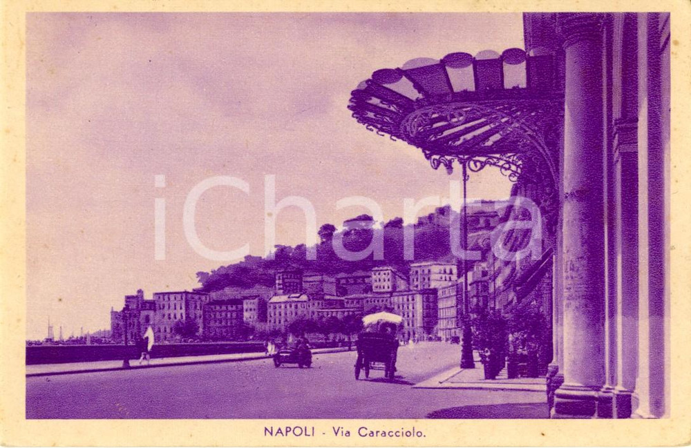 Cartolina originale da collezione 1930 ca NAPOLI Scorcio di via CARACCIOLO Cartolina postale ANIMATA FP NV 1