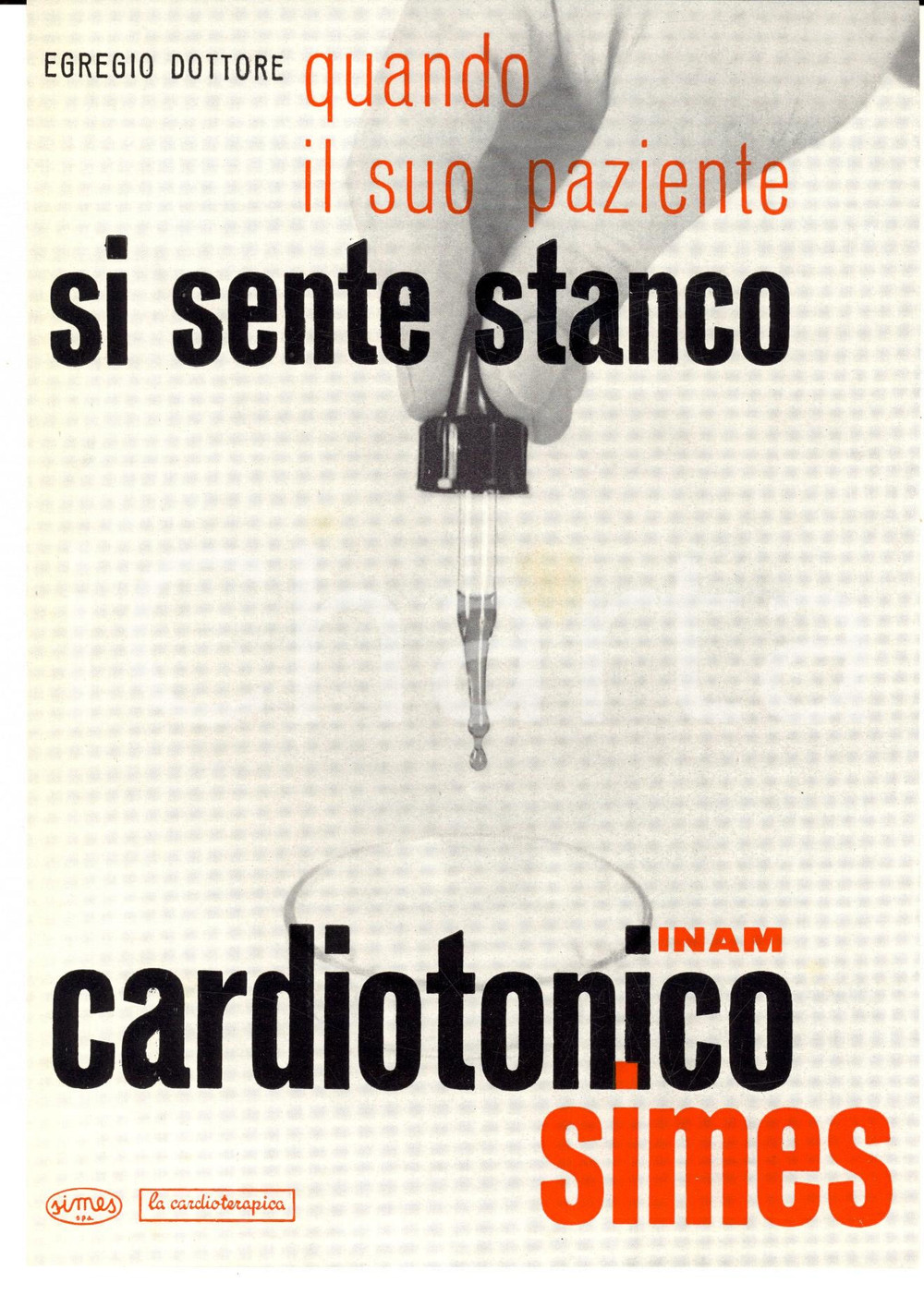 Materiale pubblicitario d’epoca 1960 ca Ditta SIMES - Cardiotonico SIMES  *Volantino pubblicitario ILLUSTRATO 1
