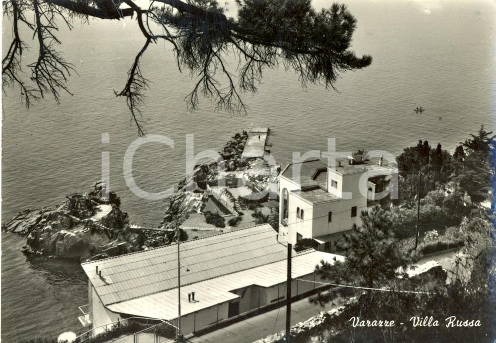 Cartolina originale da collezione 1962 VARAZZE SV Veduta di VILLA RUSSA sul mare Cartolina postale FG VG 1