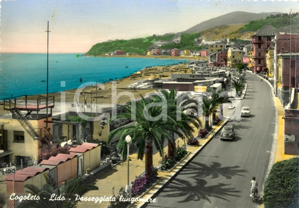 Cartolina originale da collezione 1959 COGOLETO (GE) Veduta della passeggiata sul lungomare *Cartolina FG VG 1