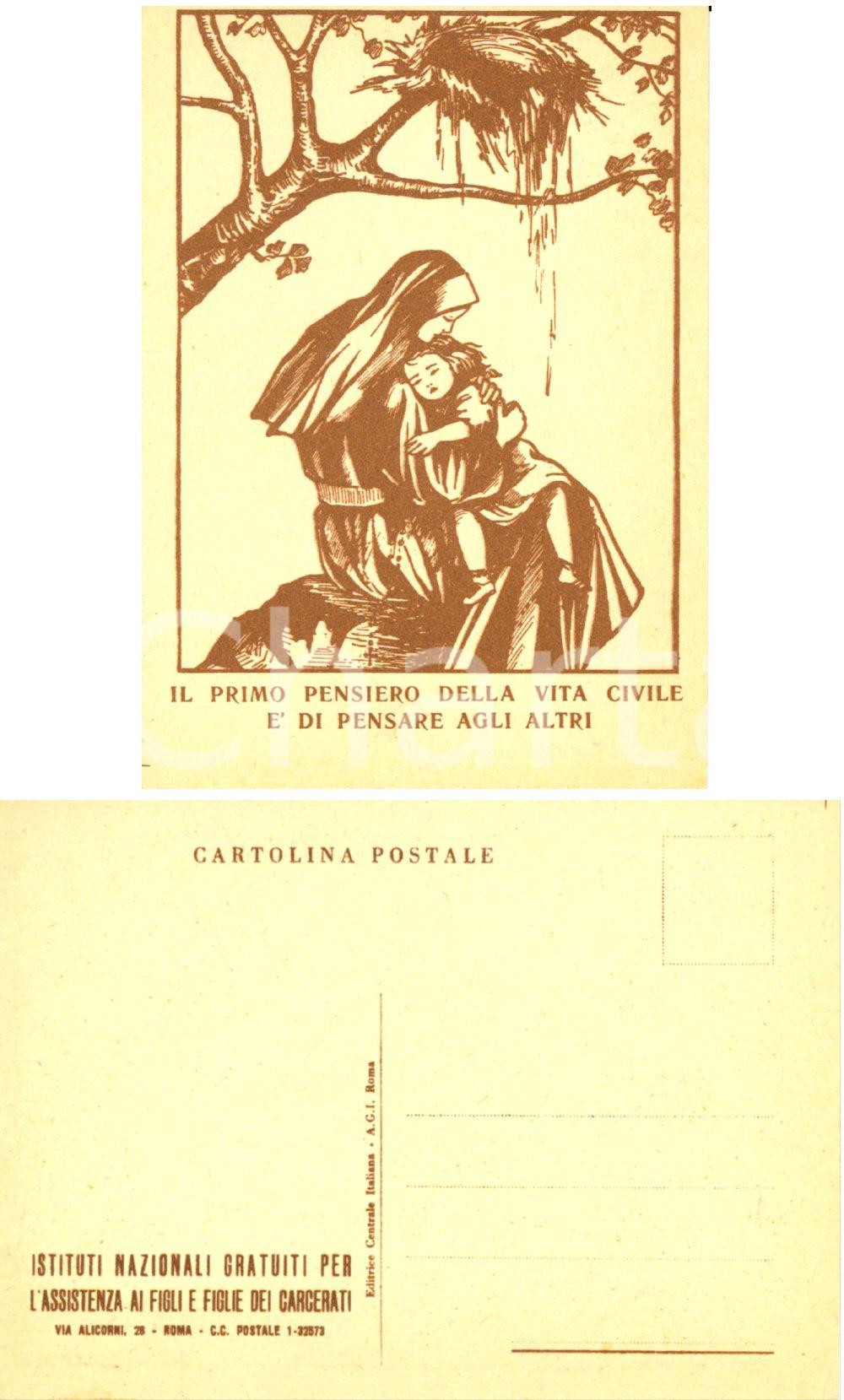 Cartolina originale da collezione 1960 ca La vita civile é pensare agli altri ISTITUTI ASSISTENZA FIGLI CARCERATI 1