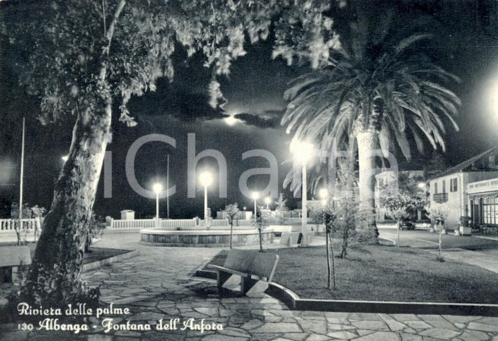 Cartolina originale da collezione 1960 ALBENGA SV Riviera delle palme e fontana dell ANFORA Cartolina FG VG 1