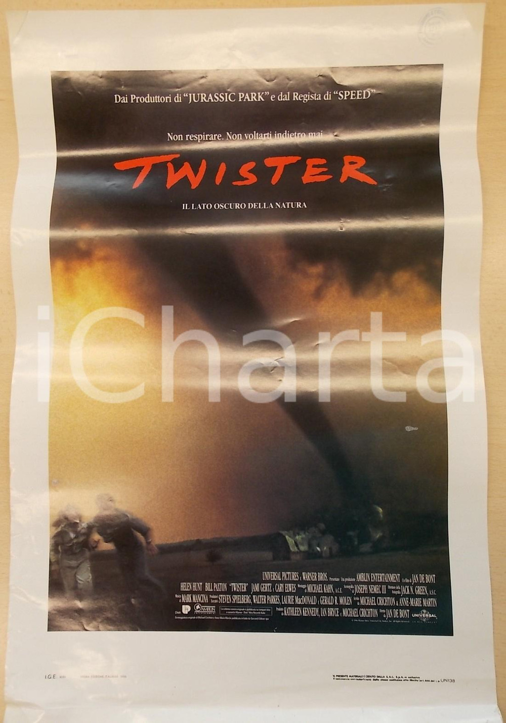 1996 TWISTER Helen HUNT Bill PAXTON Cary ELWES Regia Jan DE BONT Locandina 33x50