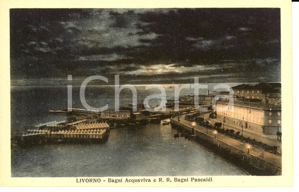 Cartolina originale da collezione 1930 ca LIVORNO Veduta Bagni ACQUAVIVA e Bagni PANCALDI Cartolina FP NV 1