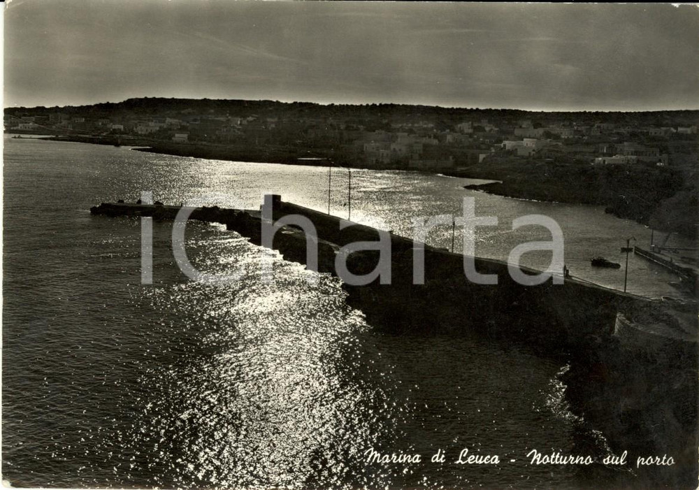 Cartolina originale da collezione 1963 SANTA MARIA DI LEUCA LE Notturno sul porto Cartolina postale FG VG 1