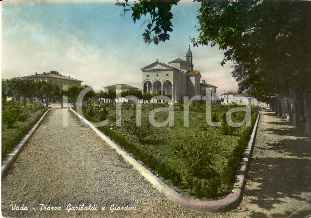Cartolina originale da collezione 1955 ROSIGNANO MARITTIMO (LI) Piazza GARIBALDI e giardini a VADA *Cartolina VG 1